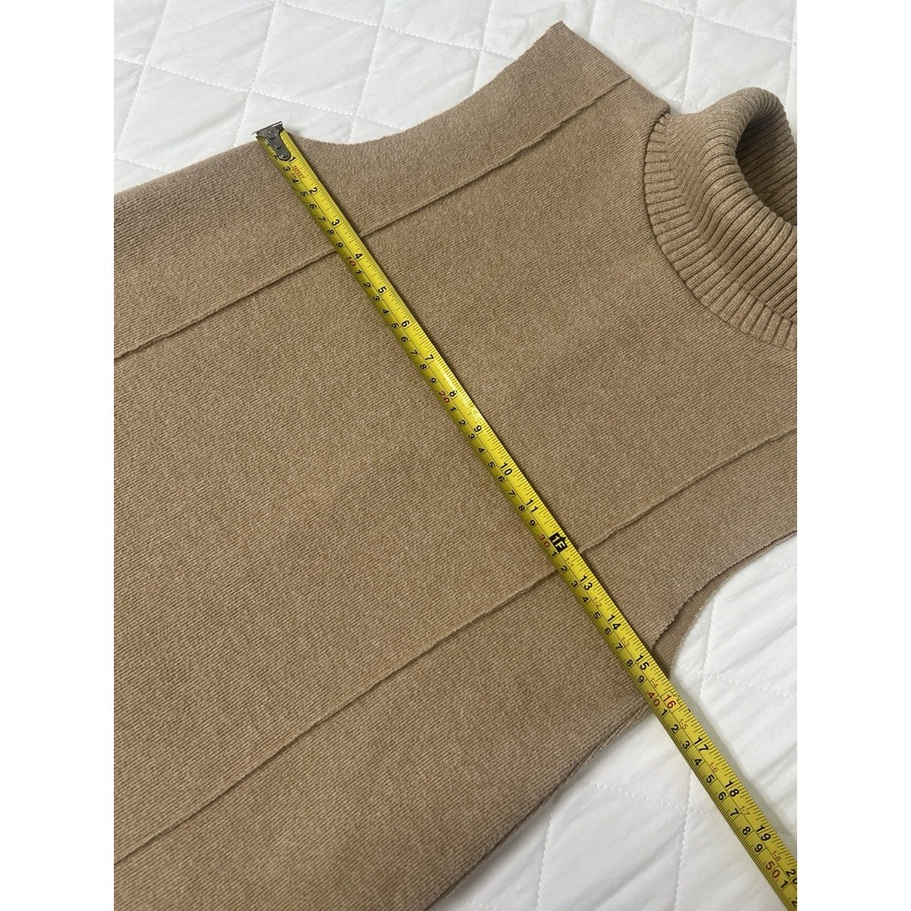ZARA Knit Sleeveless Turtleneck Sweater Vest Camel Tan Preppy Minimalist Chic S - Picture 4 of 7